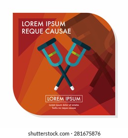 Crutch flat icon with long shadow,eps10