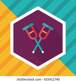 Crutch flat icon with long shadow,eps10