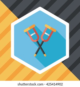 Crutch flat icon with long shadow,eps10