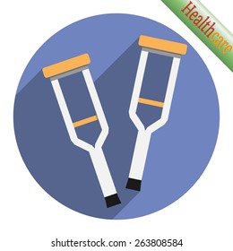 Crutch flat icon. Vector illustration