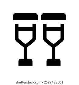 crutch glyph icon. Strong and solid vector icon for websites, mobile interfaces, presentations, and visual branding. High quality and easy to edit.