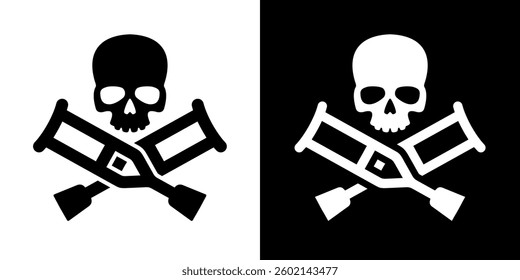 Crutch icon. Attribute of treatment or fracture. Symbol of injury or risk, danger or illness. Support for a disabled or sick person.