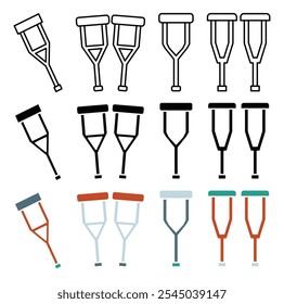 Crutch icon in black and colored versions.