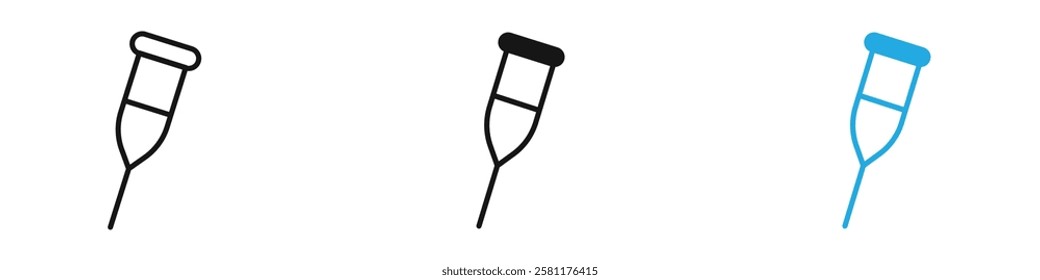 Crutch icon black white vector outline