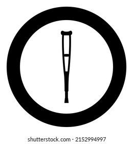 Crutch icon in circle round black color vector illustration image solid outline style