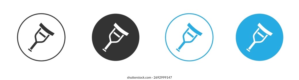 Crutch icon in editable flat vector in black and white