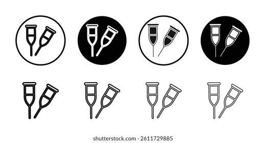 Crutch icon Flat simple outline set