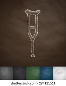 crutch icon. Hand drawn vector illustration. Chalkboard Design