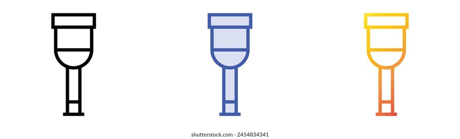 crutch icon. Linear, Blue Fill and Gradient Style Design Isolated On White Background