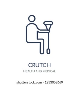 Crutch icon. Crutch linear symbol design from Health and Medical collection. Simple outline element vector illustration on white background