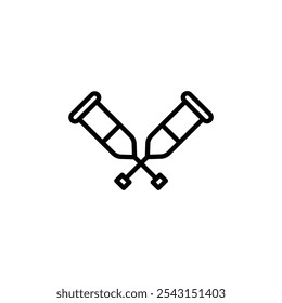 Crutch icon set. outlined and solid filled versions.