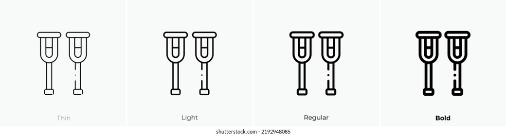 crutch icon. Thin, Light Regular And Bold style design isolated on white background
