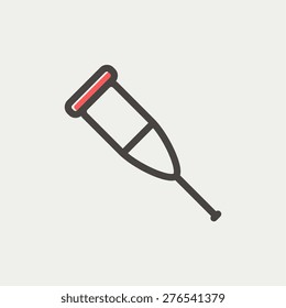 Crutch Symbol dünne Linie für Web und mobile, moderne minimalistische flache Design. Vektorsymbol mit dunkelgrauem Umriss und Offset-Farbe auf hellgrauem Hintergrund.