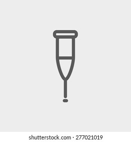 Crutch icon thin line for web and mobile, modern minimalistic flat design. Vector dark grey icon on light grey background.