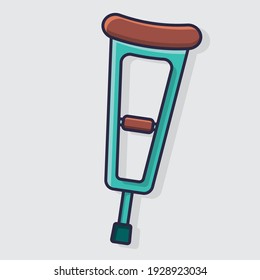 crutch isolated cartoon vector illustration in flat style