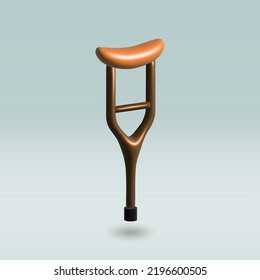 crutch isolated vector 3d icon. wooden crutch 3d illustration.