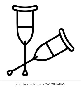 Crutch Line Icon Vector Illustration