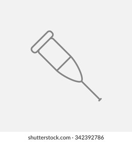 Crutch line Symbol für Web-, Mobil- und Infografiken. Vektorgrafik, dunkelgraues Symbol einzeln auf hellgrauem Hintergrund.