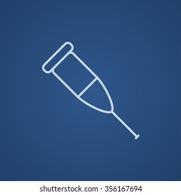 Crutch line icon for web, mobile and infographics. Vector light blue icon isolated on blue background.
