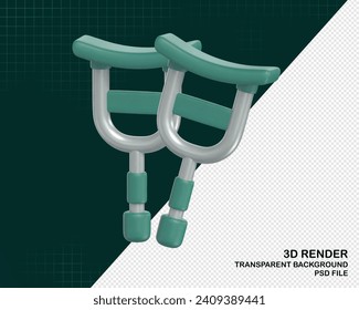 Crutch for medical 3D Render full HD