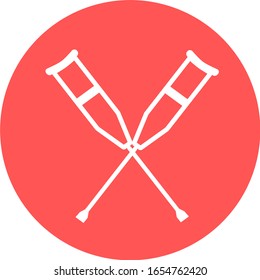 Crutch en el círculo rojo Icono. 