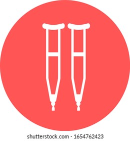 Crutch in red circle Icon. 
