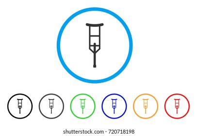 Crutch rounded icon. Style is a flat crutch grey symbol inside light blue circle with black, gray, green, blue, red, orange variants. Vector designed for web and software interfaces.