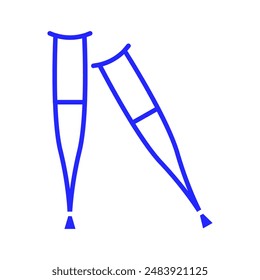 Crutch set icon. Pair of crutches, mobility aid, injury recovery, medical support, rehabilitation equipment, orthopedic device, walking assistance, healthcare, accessibility, disability aid.
