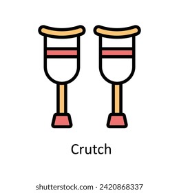 Crutch vector Filled outline icon style illustration. EPS 10 File