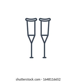 Crutch vector icon. Broken leg flat isolated icon rehabilitation line crutch.
