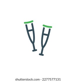 Icono de vector de muleta. Cortejo de línea de rehabilitación de íconos aislados de piernas rotas