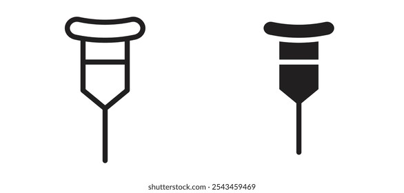 Icono de Vector de muleta en negro.