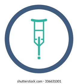 Crutch vector icon. Style is bicolor flat rounded symbol, cobalt and cyan colors, rounded angles, white background.