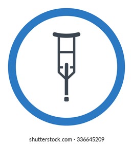 Crutch vector icon. Style is bicolor flat rounded symbol, smooth blue colors, rounded angles, white background.