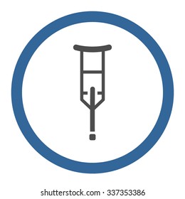 Crutch vector icon. Style is bicolor flat rounded symbol, cobalt and gray colors, rounded angles, white background.