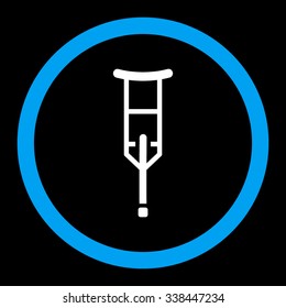 Crutch vector icon. Style is bicolor flat rounded symbol, blue and white colors, rounded angles, black background.