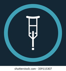 Crutch vector icon. Style is bicolor flat rounded symbol, blue and white colors, rounded angles, dark blue background.