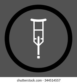 Crutch vector icon. Style is bicolor flat rounded symbol, black and white colors, rounded angles, gray background.