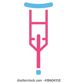 Crutch vector icon. Style is bicolor flat icon symbol with rounded angles, pink and blue colors, white background.