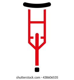 Crutch vector icon. Style is bicolor flat icon symbol with rounded angles, intensive red and black colors, white background.
