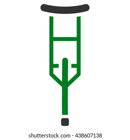 Crutch vector icon. Style is bicolor flat icon symbol with rounded angles, green and gray colors, white background.