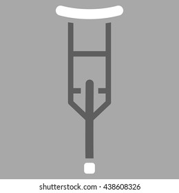 Crutch vector icon. Style is bicolor flat icon symbol with rounded angles, dark gray and white colors, silver background.