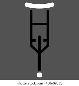 Crutch vector icon. Style is bicolor flat icon symbol with rounded angles, black and white colors, gray background.