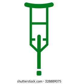 Crutch vector icon. Style is flat symbol, green color, rounded angles, white background.