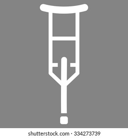 Crutch vector icon. Style is flat symbol, white color, rounded angles, gray background.