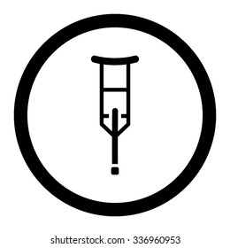 Crutch vector icon. Style is flat rounded symbol, black color, rounded angles, white background.