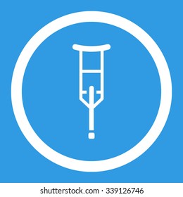 Crutch vector icon. Style is flat rounded symbol, white color, rounded angles, blue background.