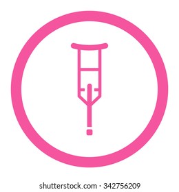 Crutch vector icon. Style is flat rounded symbol, pink color, rounded angles, white background.