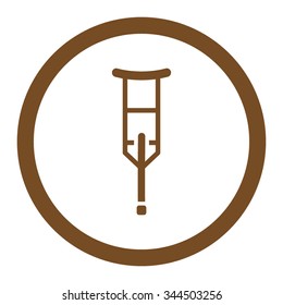 Crutch vector icon. Style is flat rounded symbol, brown color, rounded angles, white background.