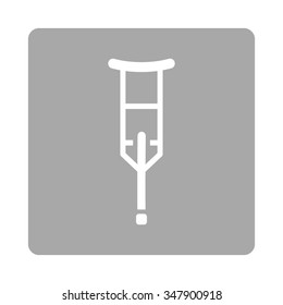 Crutch vector icon. Style is flat rounded square button, white and silver colors, white background.